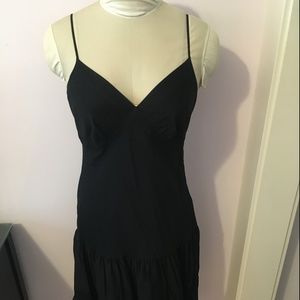 GAP Black Floral Lined Spaghetti Strap Dress 6